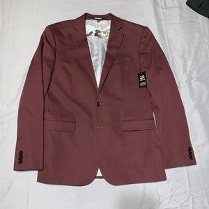 Express men's slim Solid Burgundy Cotton Sateen Suit Jacket
